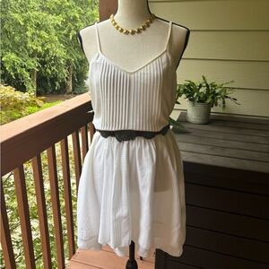 Sanctuary White Pleated Slip Dress w/ Thin Straps & Racerback. Size Small